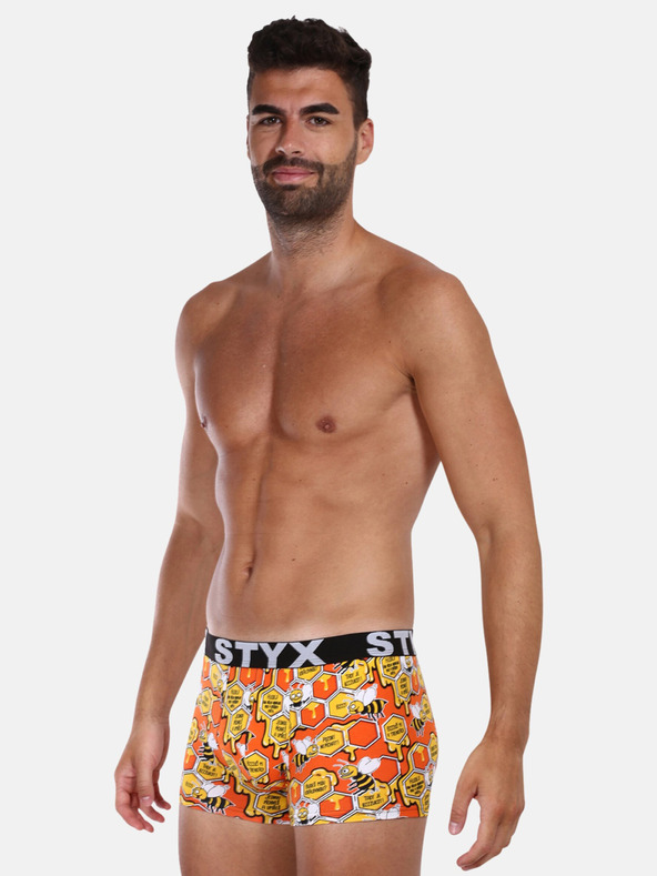 Styx Gelbe und orangefarbene gemusterte Styx Herren-Boxershorts Bees