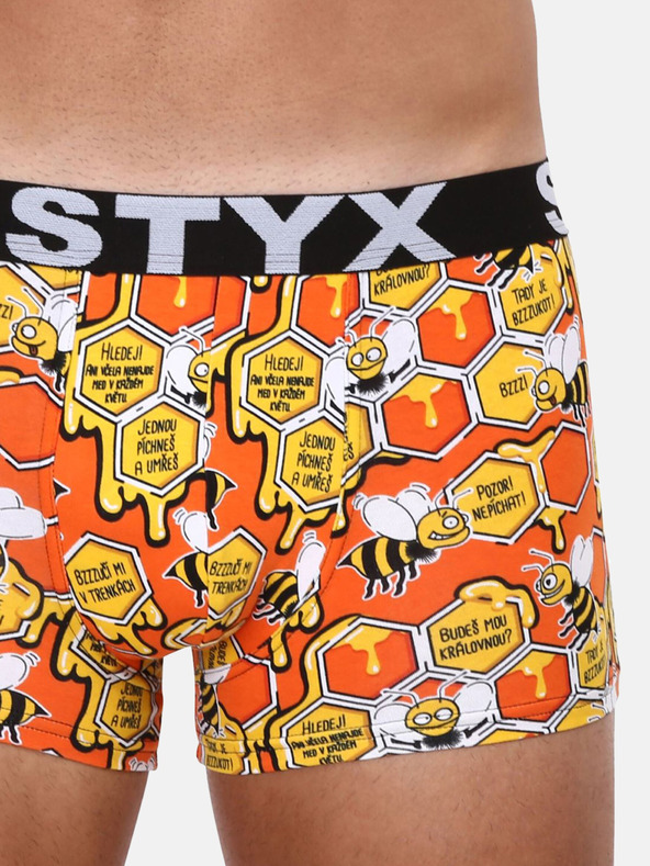 Styx Gelbe und orangefarbene gemusterte Styx Herren-Boxershorts Bees