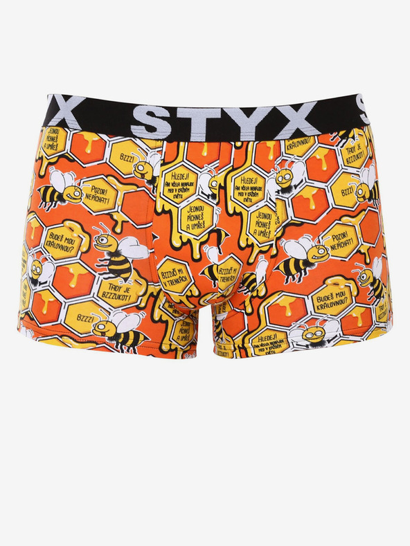 Styx Gelbe und orangefarbene gemusterte Styx Herren-Boxershorts Bees