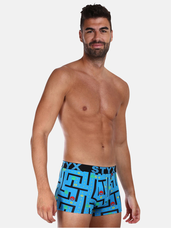 Styx Blaue gemusterte Herren Boxershorts Styx Game