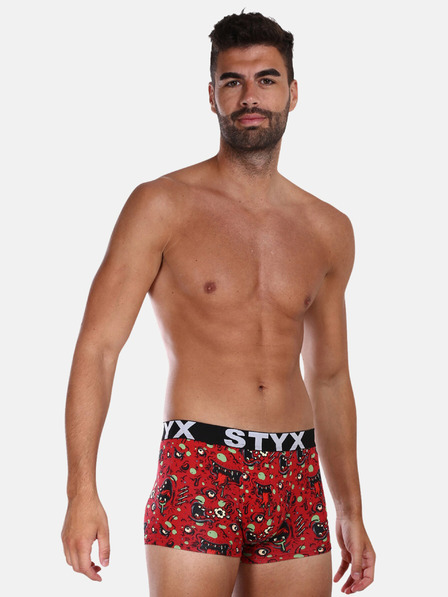 Styx Roter gemusterter Boxerslip für Männer Styx Zombie