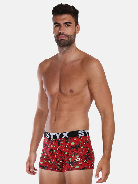 Styx Roter gemusterter Boxerslip für Männer Styx Zombie