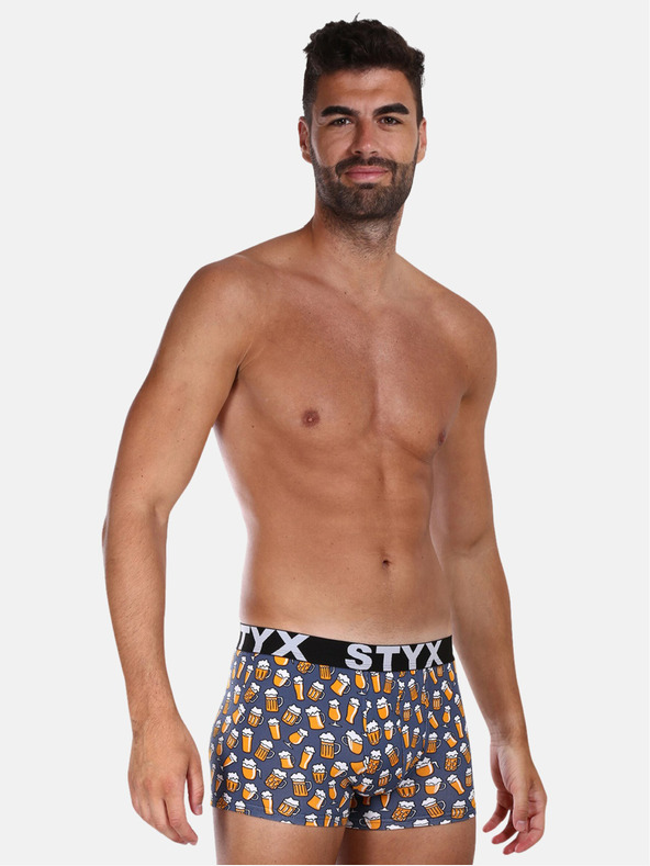Styx Grauer gemusterter Boxerslip für Männer Styx Beer
