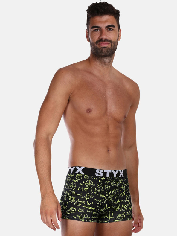 Styx Gelb-schwarz gemusterte Herren Boxershorts Styx Physics
