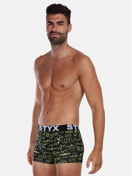 Styx Gelb-schwarz gemusterte Herren Boxershorts Styx Physics