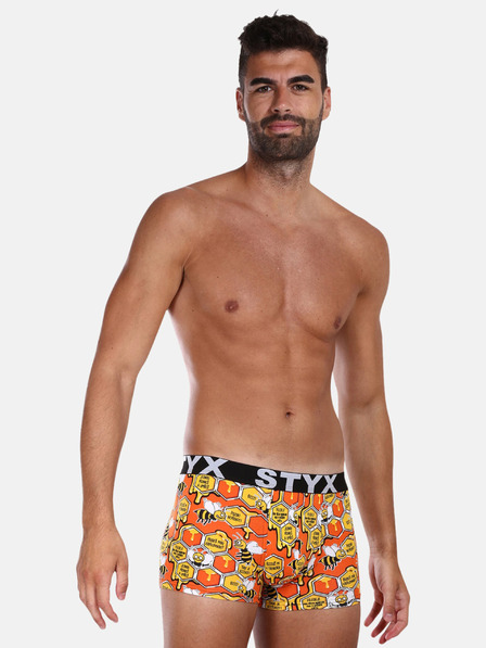 Styx Gelbe und orangefarbene gemusterte Styx Herren-Boxershorts Bees