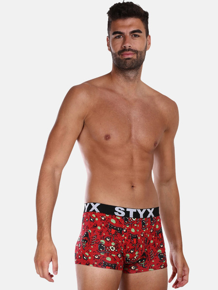 Styx Rote gemusterte Herren Boxershorts Styx