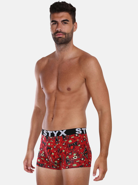 Styx Rote gemusterte Herren Boxershorts Styx