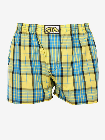Styx Blau-gelb karierte Herrenshorts Styx