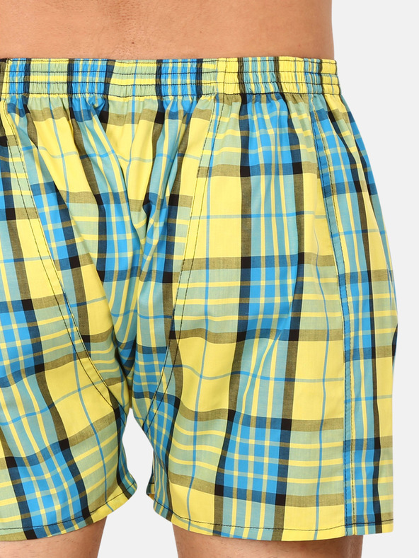 Styx Blau-gelb karierte Herrenshorts Styx