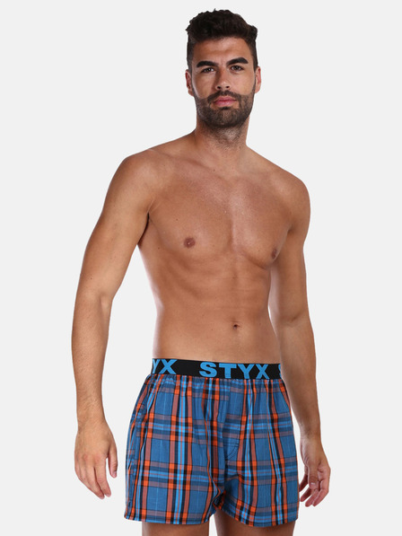 Styx Orange und blau karierte Shorts für Männer von Styx