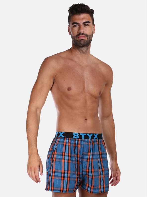 Styx Orange und blau karierte Shorts für Männer von Styx