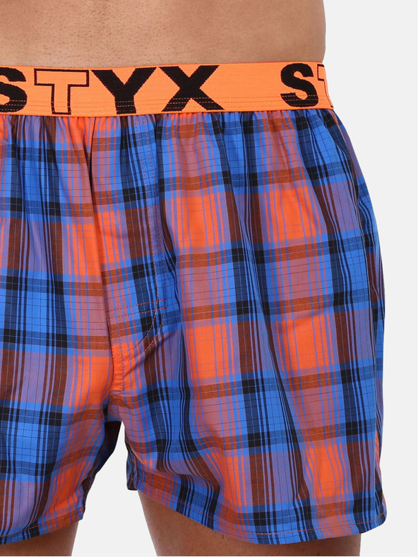 Styx Orange und blau karierte Shorts für Männer von Styx