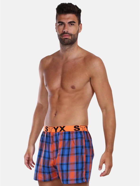 Styx Orange und blau karierte Shorts für Männer von Styx