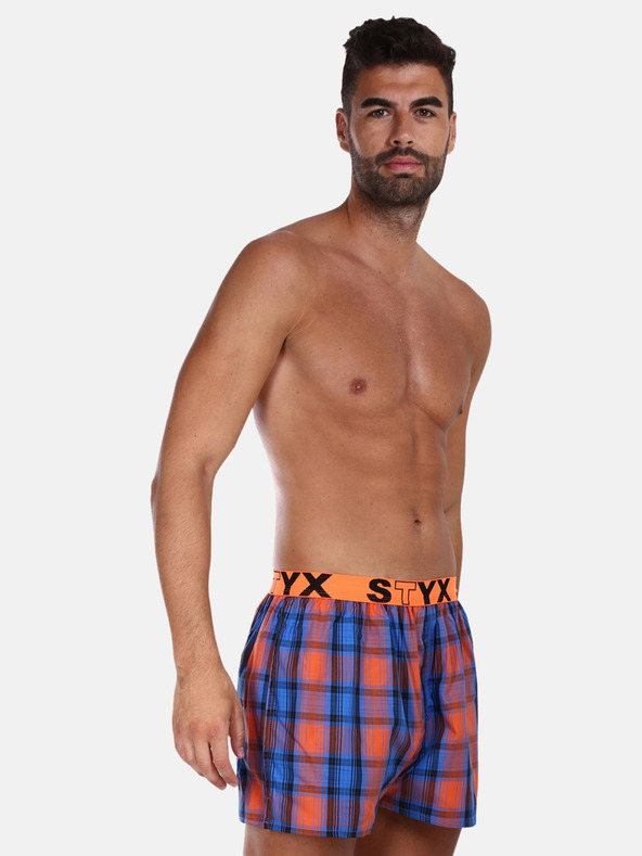 Styx Orange und blau karierte Shorts für Männer von Styx