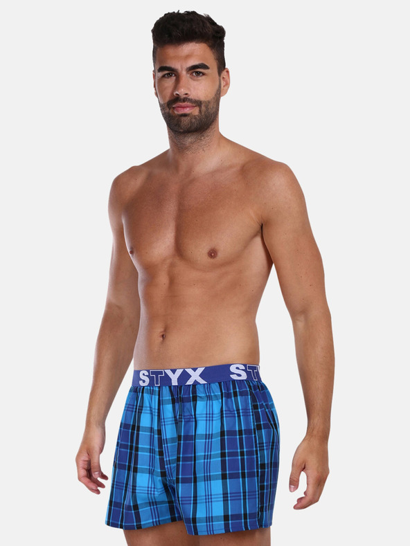 Styx Styxblau karierte Herrenshorts
