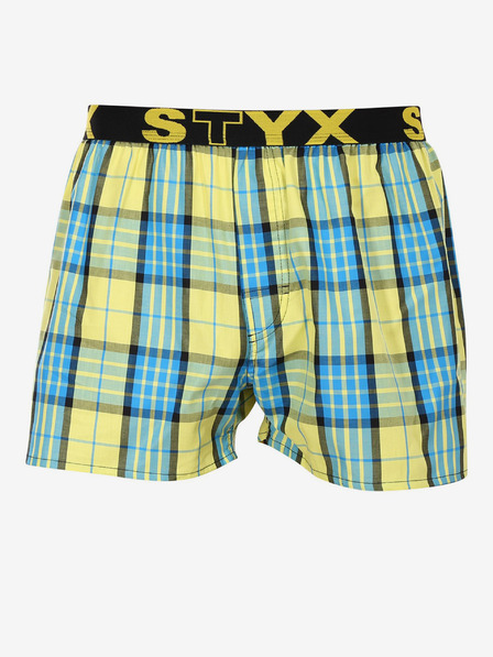 Styx Blau-gelb karierte Herrenshorts Styx