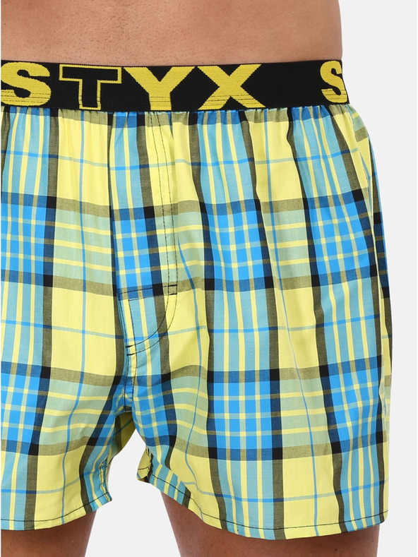 Styx Blau-gelb karierte Herrenshorts Styx