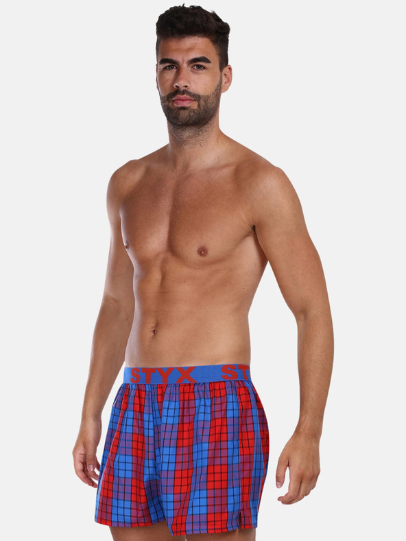Styx Rot und blau karierte Shorts für Herren Styx