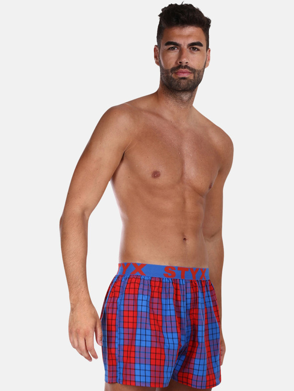 Styx Rot und blau karierte Shorts für Herren Styx