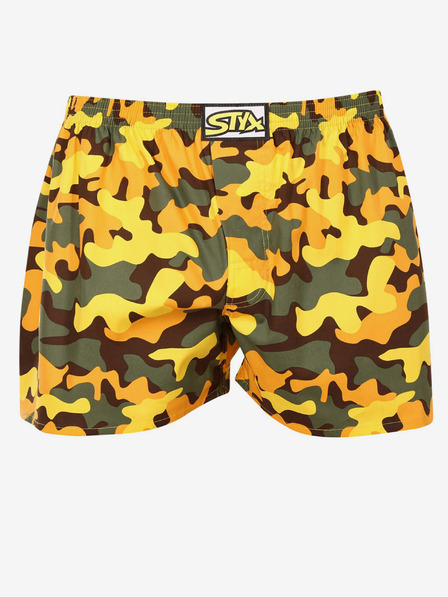 Styx Khaki-gelbe gemusterte Herren Boxershorts Styx