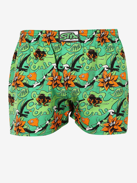 Styx Orange und grün gemusterte Herrenshorts Styx