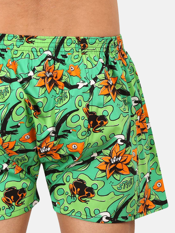 Styx Orange und grün gemusterte Herrenshorts Styx