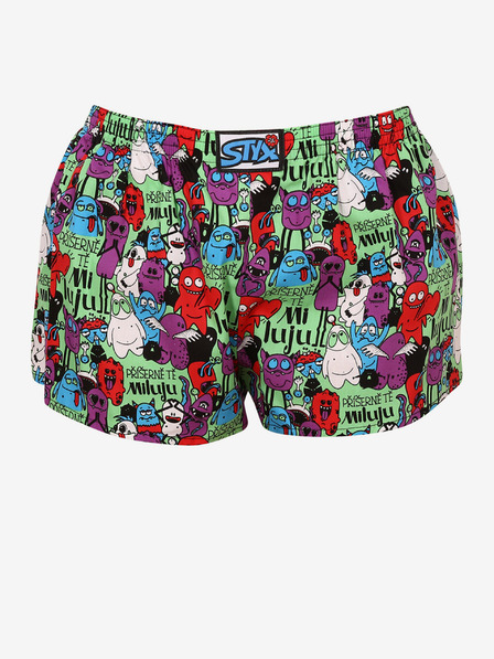 Styx Lila-grün gemusterte Damen-Shorts Styx Monsters