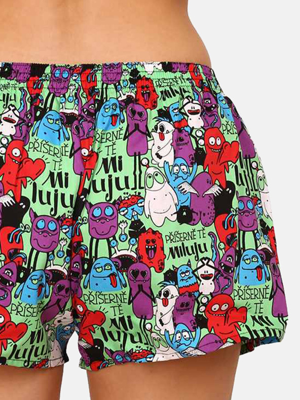 Styx Lila-grün gemusterte Damen-Shorts Styx Monsters