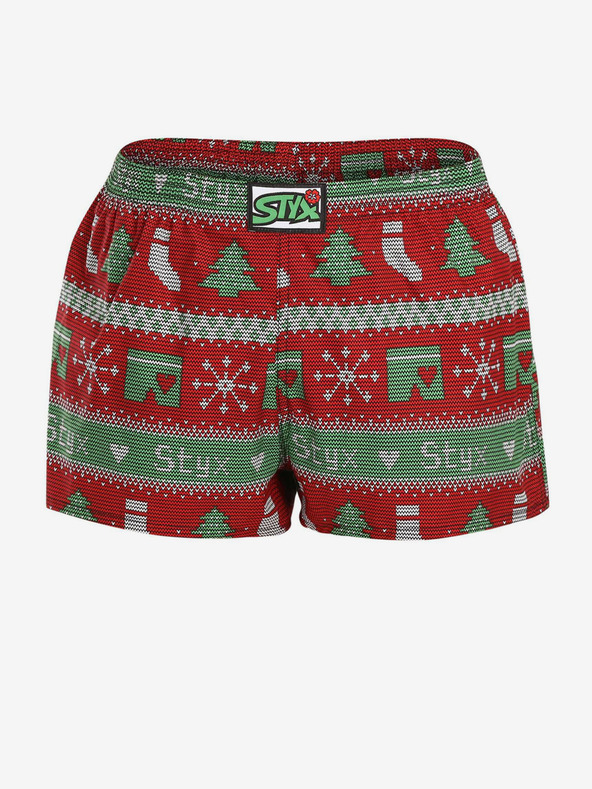 Styx Grüne und rote Damen-Weihnachtsstrickshorts Styx Christmas