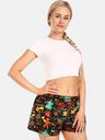 Styx Türkis und Schwarz Gemusterte Shorts für Frauen Styx Weihnachten Ornamente