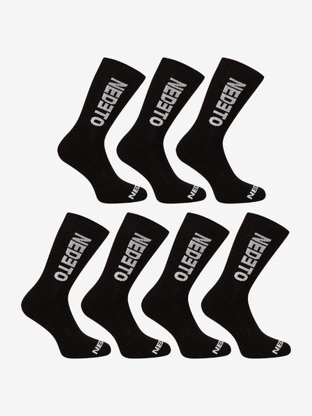 Nedeto Set aus sieben Paar Herrensocken in Schwarz Nedeto