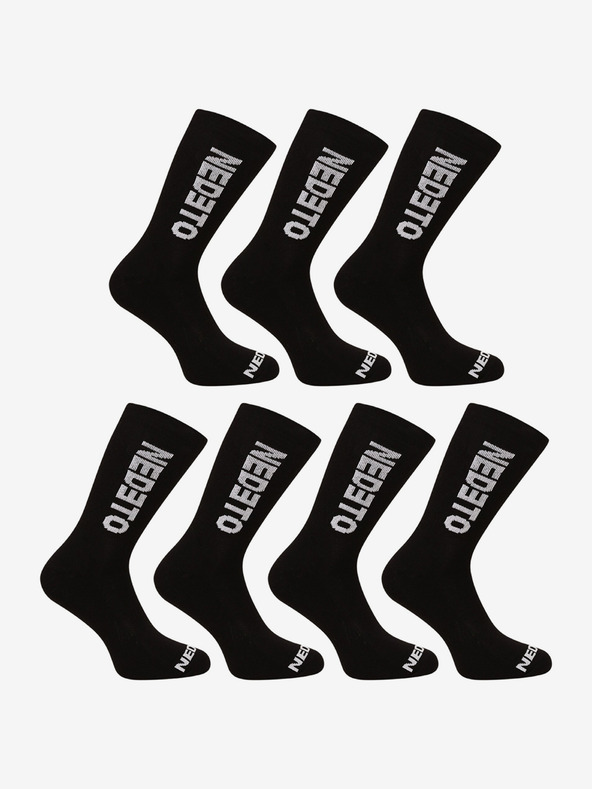 Nedeto Set aus sieben Paar Herrensocken in Schwarz Nedeto