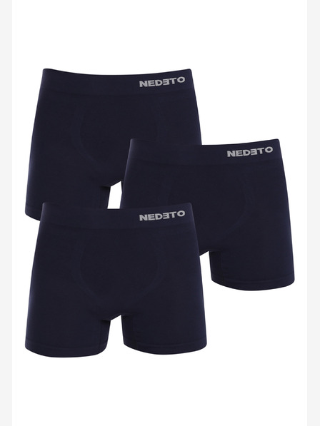 Nedeto Set aus drei nahtlosen Boxershorts in dunkelblau Nedeto