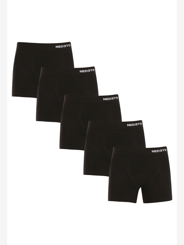 Nedeto Fünfer-Set nahtlose Herren-Boxershorts aus Bambus in Schwarz Nedeto