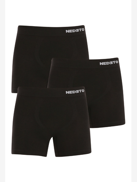 Nedeto Set mit drei nahtlosen Boxershorts aus Bambus in schwarz Nedeto