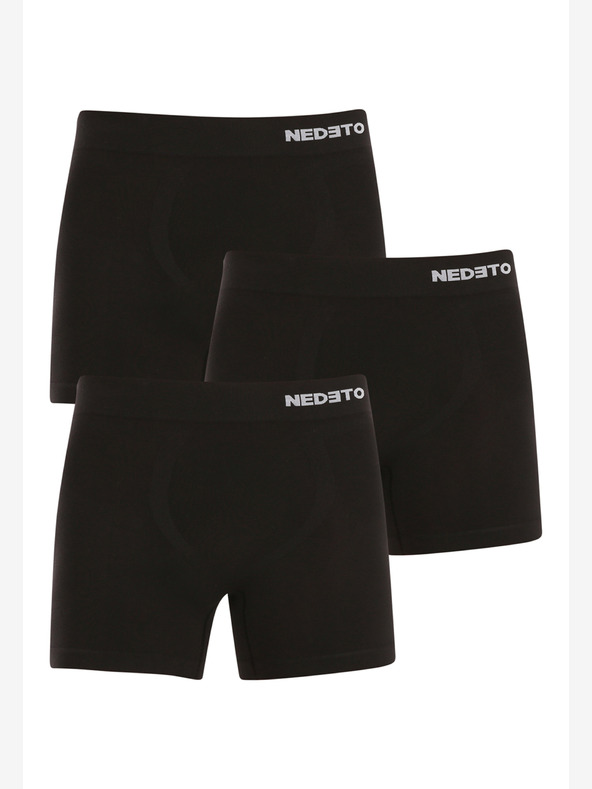 Nedeto Set mit drei nahtlosen Boxershorts aus Bambus in schwarz Nedeto