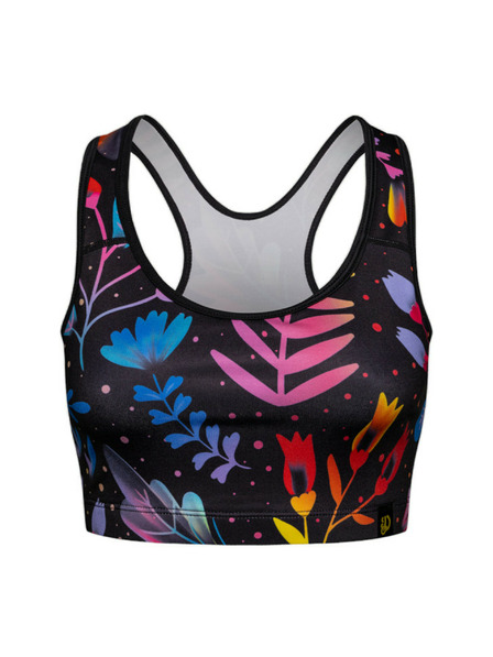 Dedoles Schwarzer Damen-Sport-BH Dedoles Neon Blumen