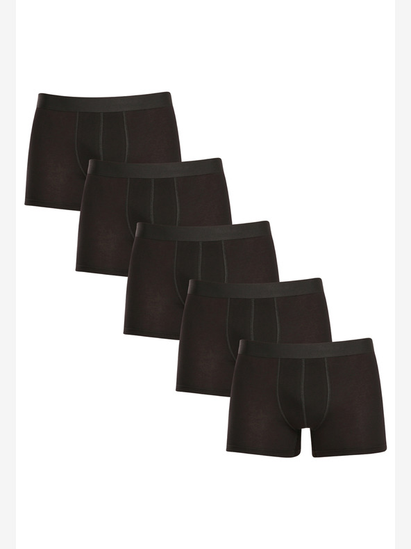 Nedeto Fünfer-Set Herren-Boxershorts in Übergröße in schwarz Nedeto