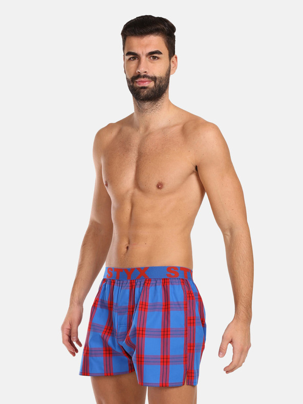 Styx Rot und blau karierte Shorts für Herren Styx