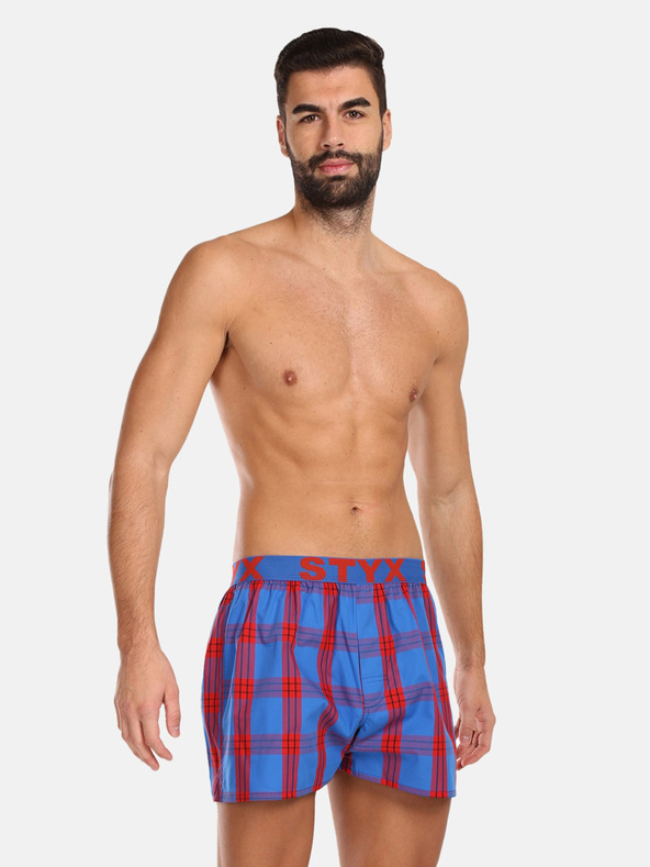 Styx Rot und blau karierte Shorts für Herren Styx
