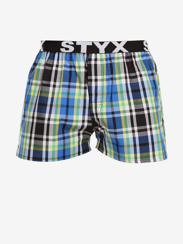 Styx Blau-schwarz karierte Shorts für Männer von Styx