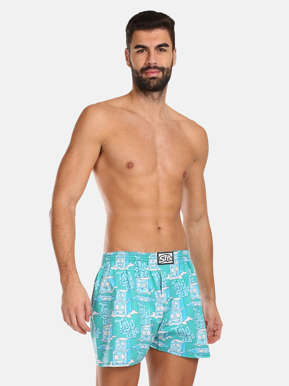 Styx Türkisfarbene Herren-Shorts Styx art Eiswürfel