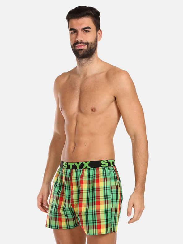 Styx Rot und grün karierte Styx Shorts für Herren