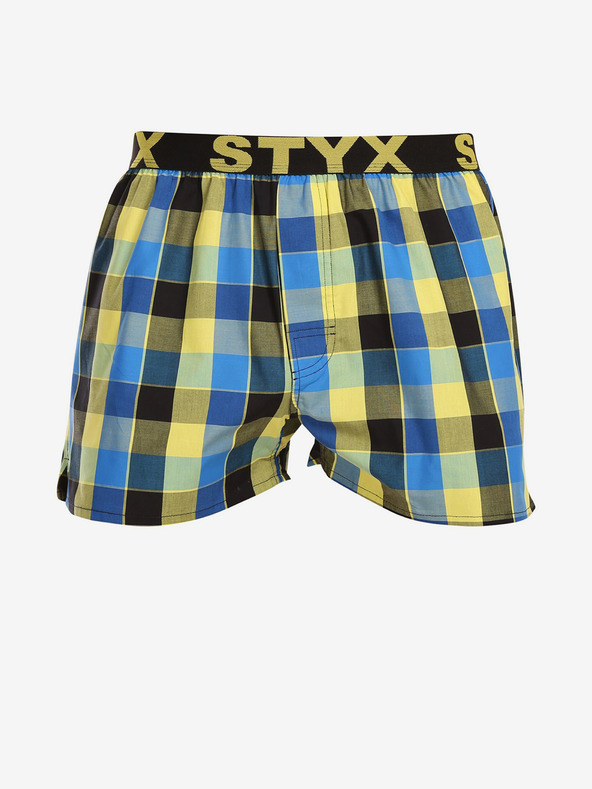 Styx Gelb und blau karierte Shorts für Herren Styx