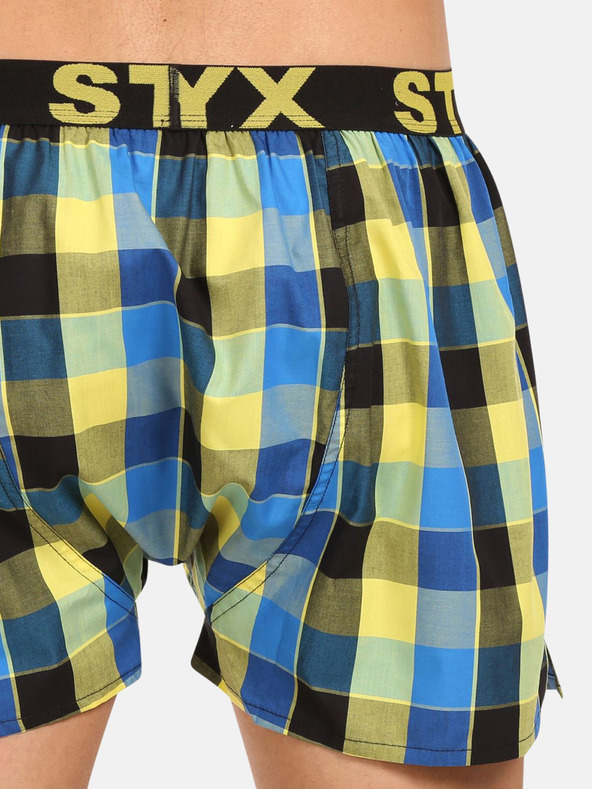 Styx Gelb und blau karierte Shorts für Herren Styx