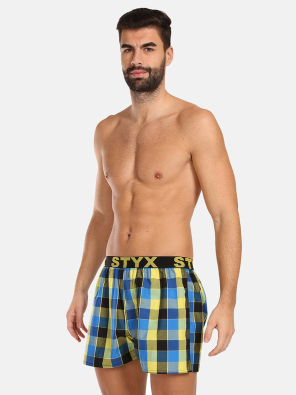 Styx Gelb und blau karierte Shorts für Herren Styx