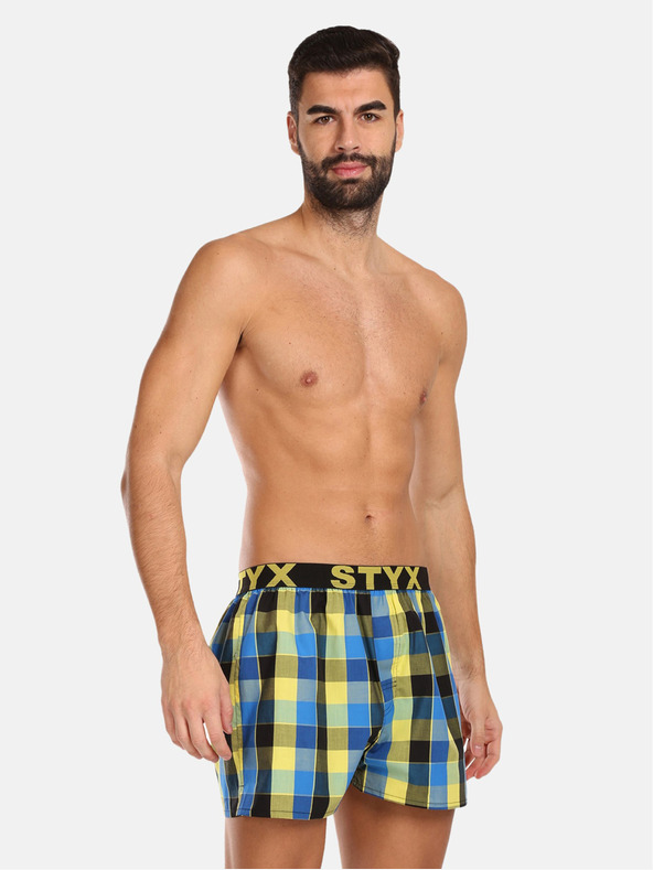 Styx Gelb und blau karierte Shorts für Herren Styx