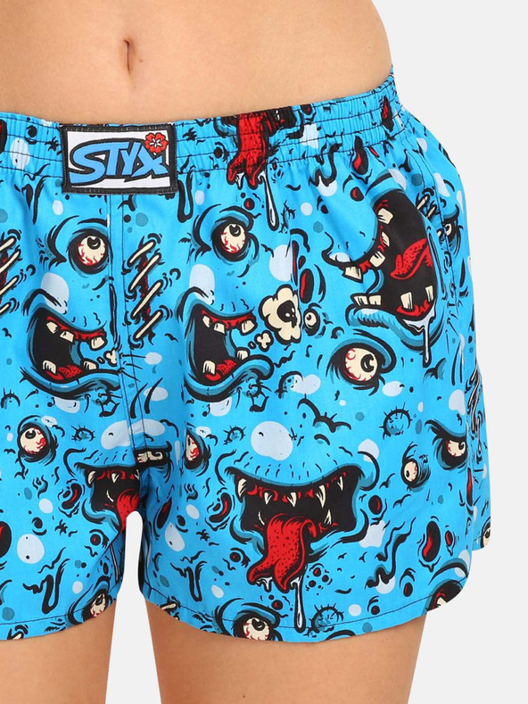Styx Blaue gemusterte Damen-Shorts Styx art Zombie