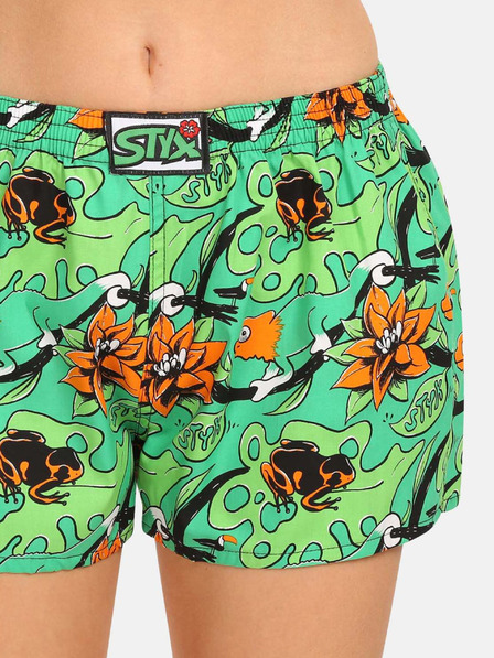 Styx Grüne gemusterte Damen-Shorts Styx art Tropic
